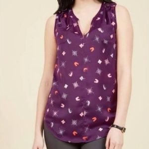 Modcloth • Purple Travel Sleeveless Blouse